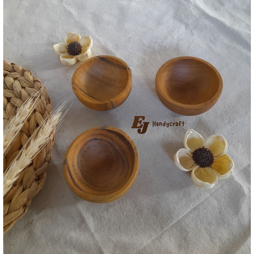 mangkok kayu/mangkok saos/mangkok sambal/mangkok kayu 6cm jati/mangkok kayu jati
