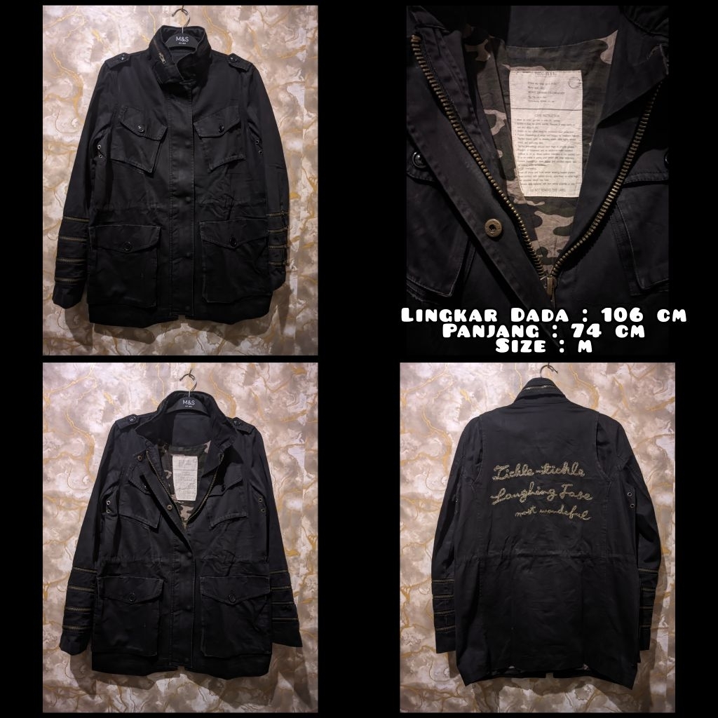 Jaket Parka Warna Hitam Vintage Second Original.