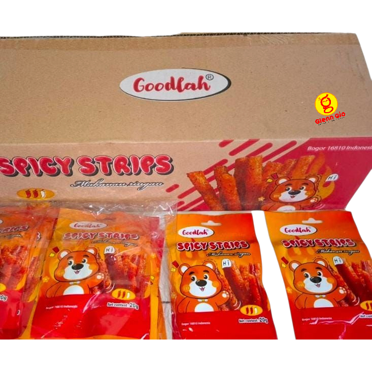 

Makanan Ringan Rasa Pedas Spicy Strips Goodlah Pak isi 20 pcs