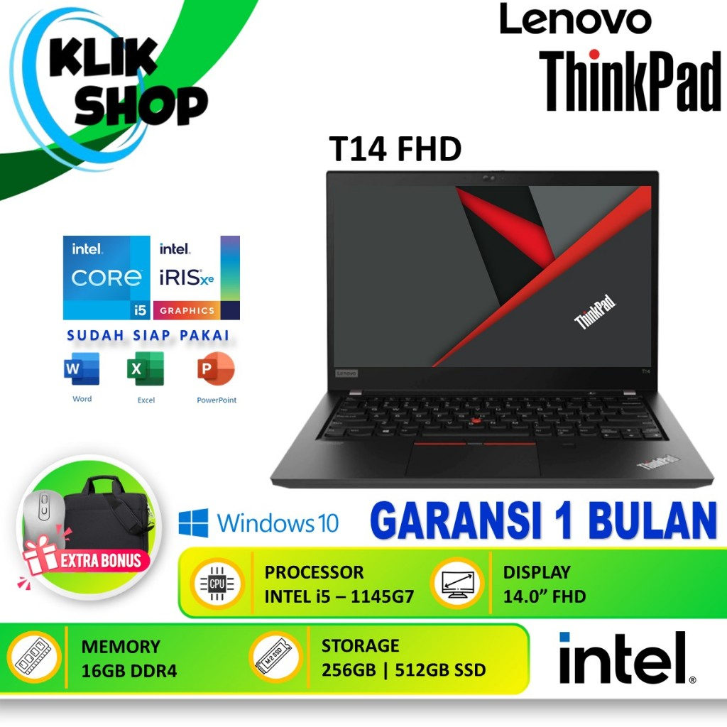 Laptop Lenovo ThinkPad T14 Intel Core i5 1145G7 16GB 512GB 14.0 FHD Windows 10 Pro