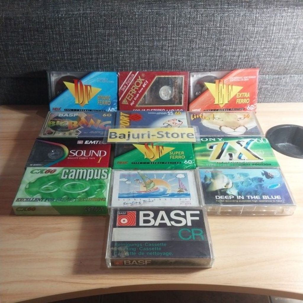 Kaset Pita Kosong/Segel/Sealed/Original/60 Menit/C 60/ "Sony"  "HDX"  "EMTEC"  "PANAREC"  "BASF"  "V