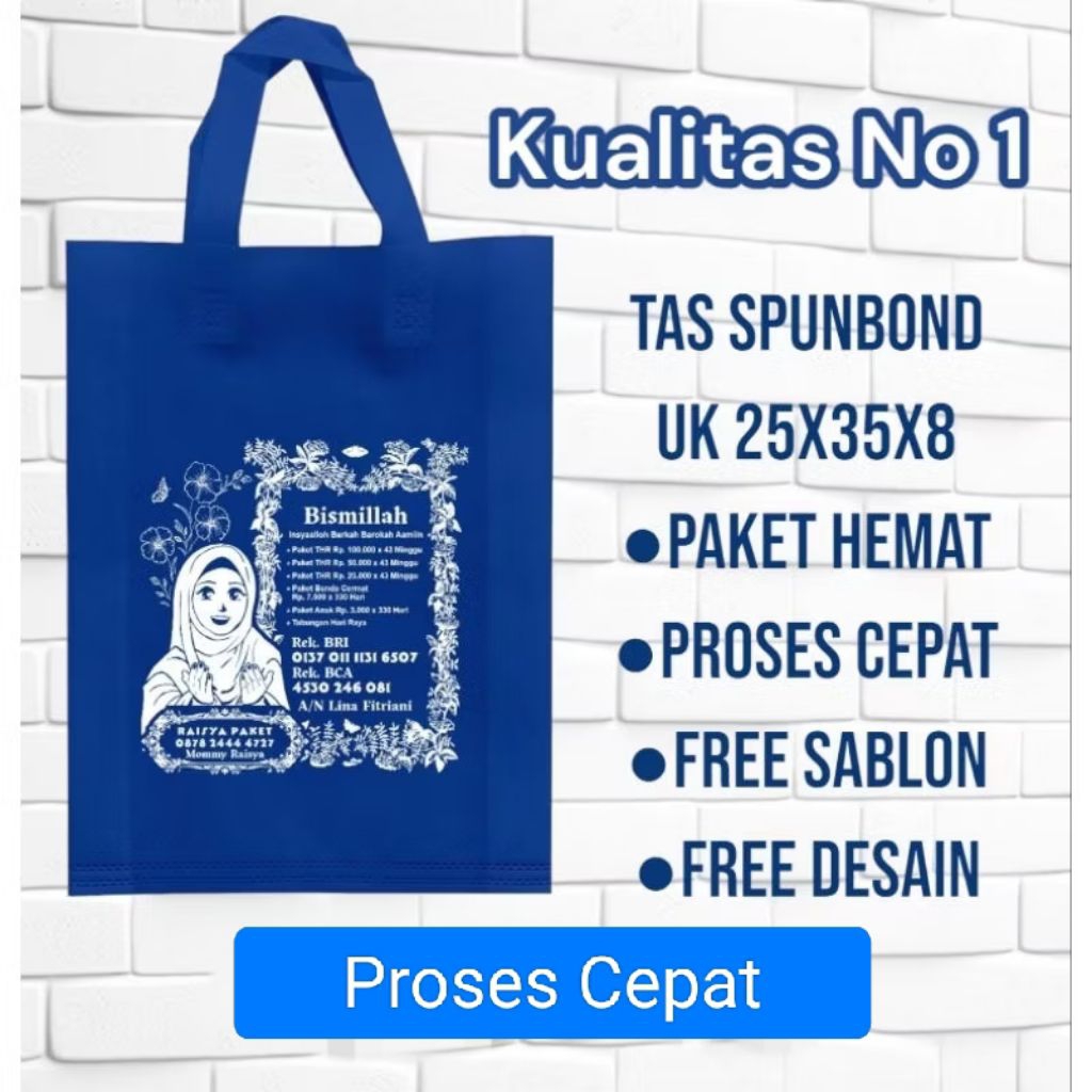 

Tas Spunbond goodiebag ukuran 25x35x8/Tashajatan/tassyukuran/tashampers/tasseminar/tas ulangtahun