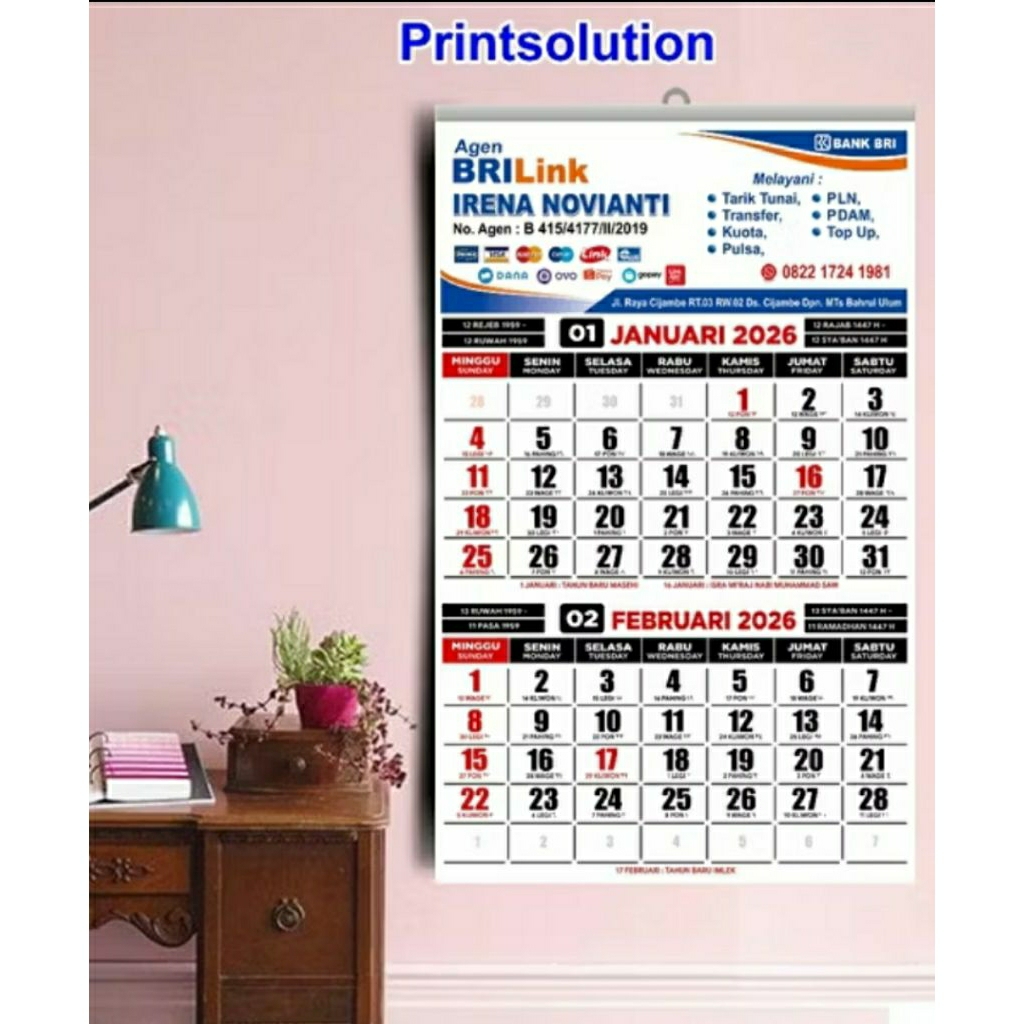 

Kalender dinding 2026 (50 pcs)