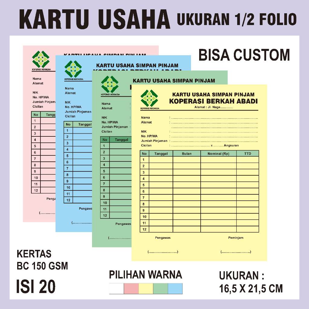 

[ PROMO ] Kartu Koperasi / Kartu Angsuran Mingguan / Kartu Angsuran Bulanan / Kartu Angsuran Home Kredit