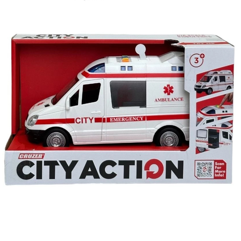 Cruzer 1:16 City Action Friction Emergency Ambulance Toys Kids Toy Mainan Anak Mobil Mobilan Pajanga
