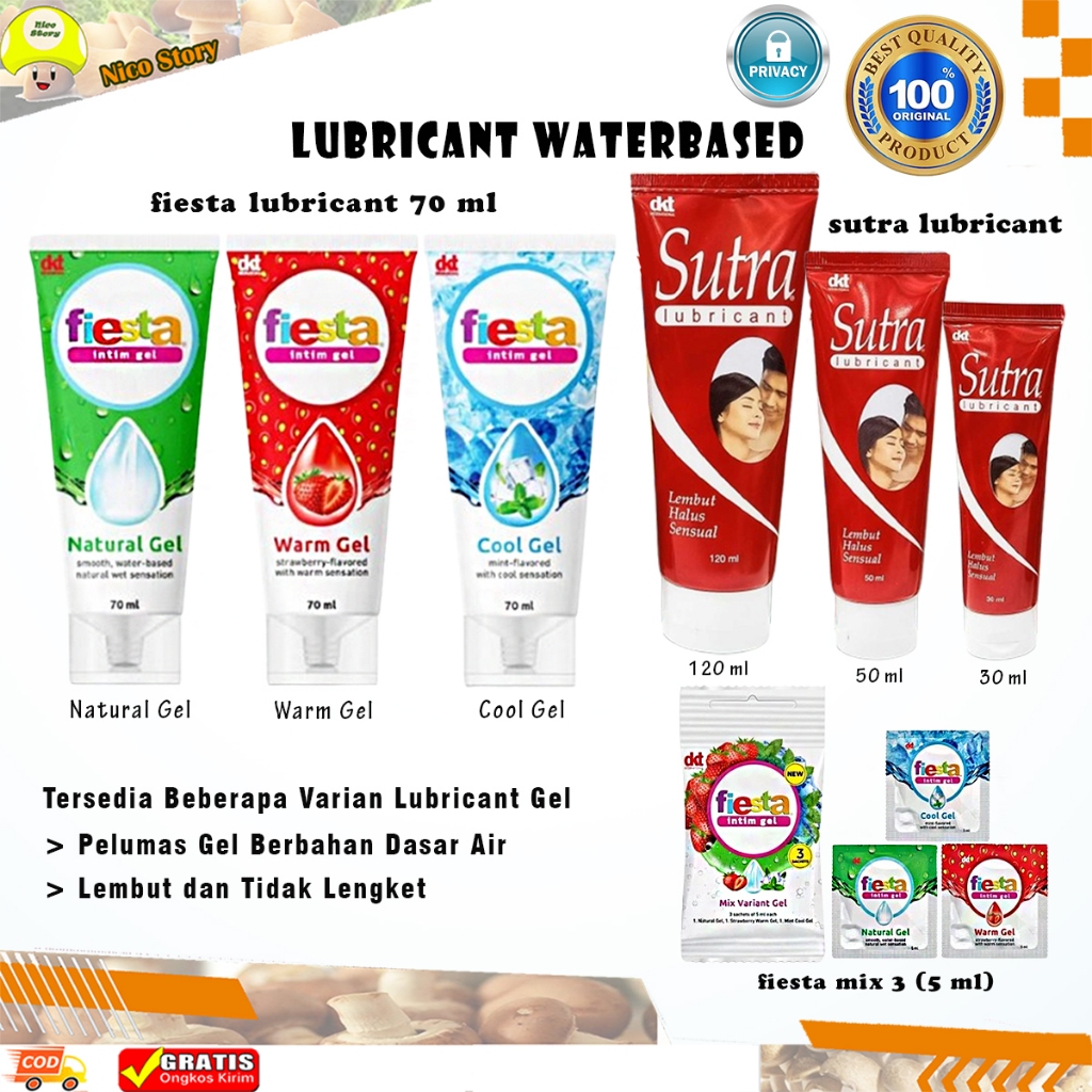(ncs) PRIVASI 100% TERJAMIN Sutra Lubricant Pelumas Waterbased Fiesta Strawberry Natural 30 50 70