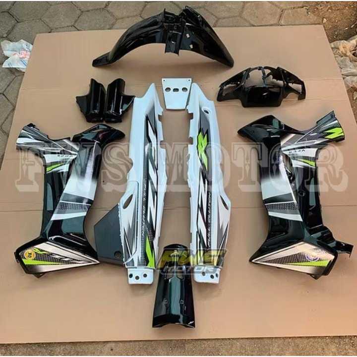 PAKET FULL SET BODI YAMAHA FIZ R WARNA HITAM KOMBINASI PUTIH