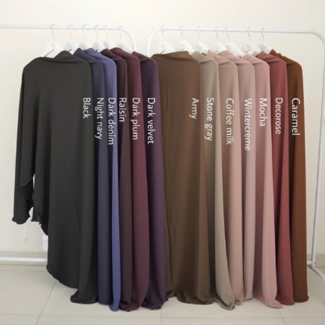 PRELOVED khimar long decorose barkha project bahan mina anti uv by sulthan dark denim caramel mazen