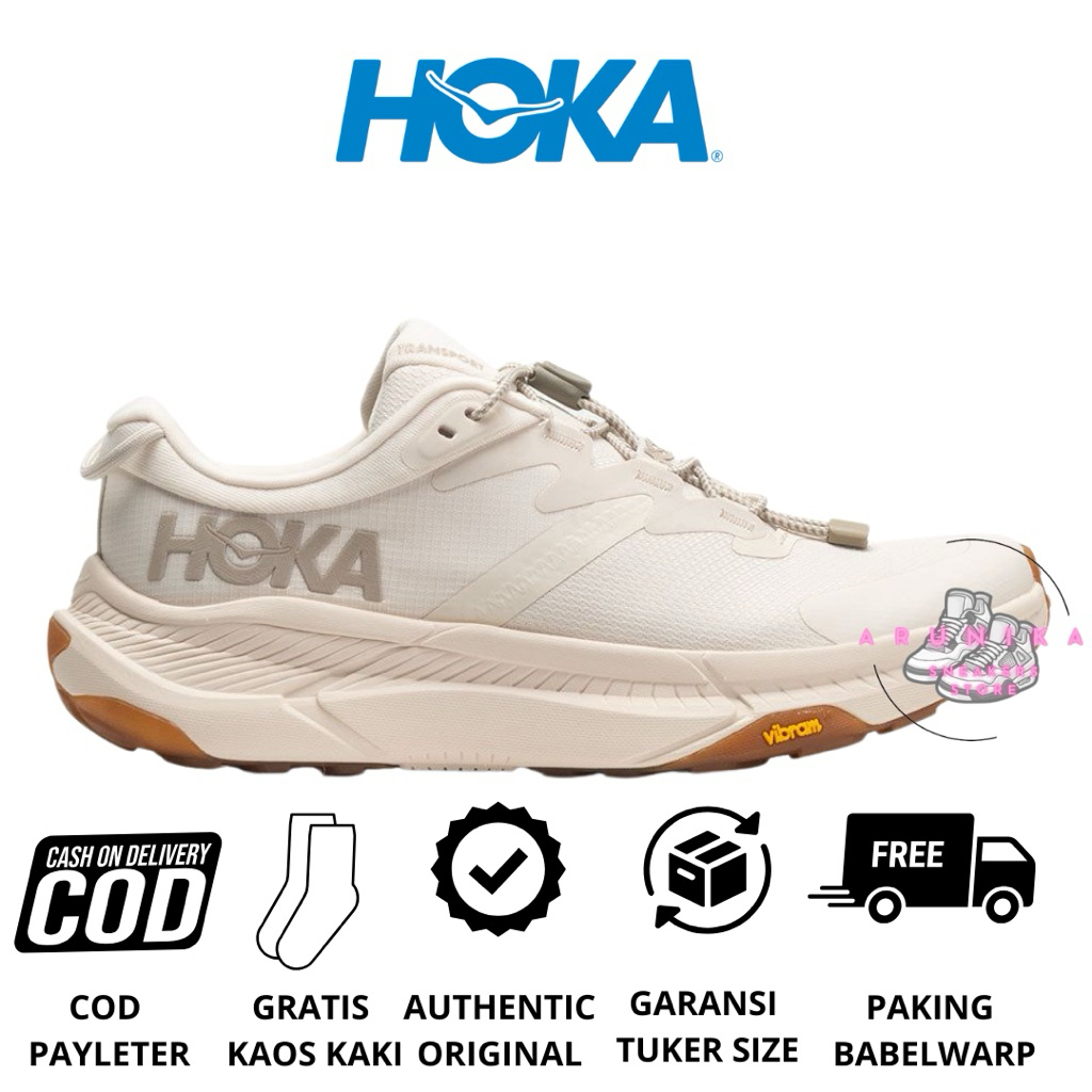Sepatu Hiking Trailrun Wanita Hoka Original Hoka Transport Waterproof Eggnog Vanilla