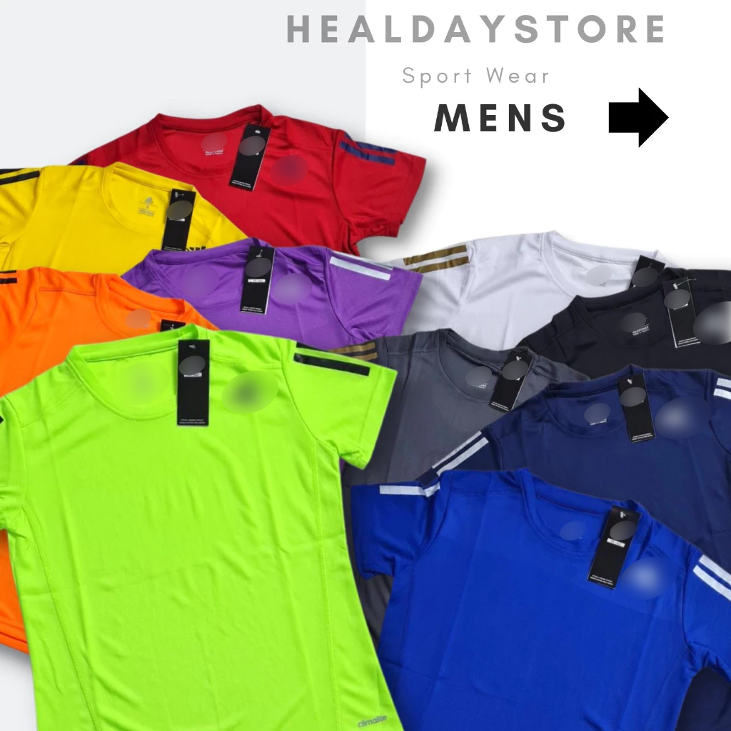 Baju Olahraga Pria AD Lengan Pendek - Merah XXL Kaos Olahraga Cowok