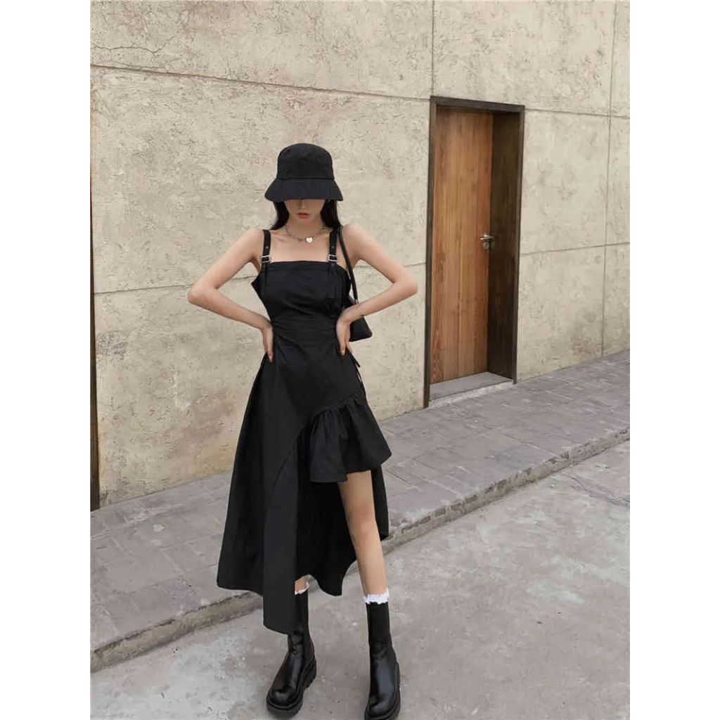 Korean style Zara shein pres body pressbody hitam pesta mini dress long dress