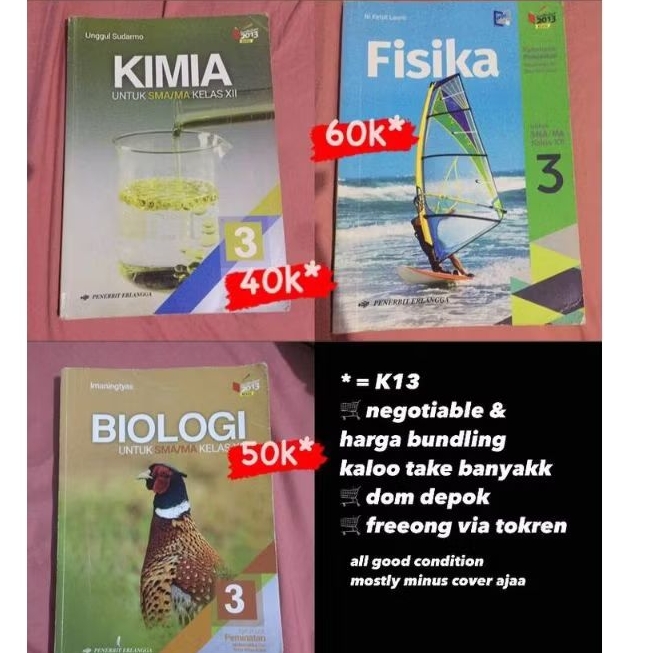[PRELOVED] Buku Paket Erlangga Kelas 12 edisi K13 | BIOLOGI • FISIKA • KIMIA