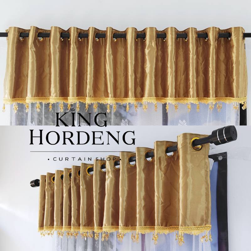 VELORA Gorden Poni Rumbai Smokering Gold Untuk Pintu Ruang Tamu