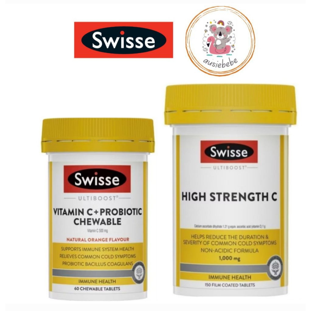 Swisse Vitamin C + Probiotic Chewable 60 Chewable Tablets / Swisse High Strength C 150 Tablets