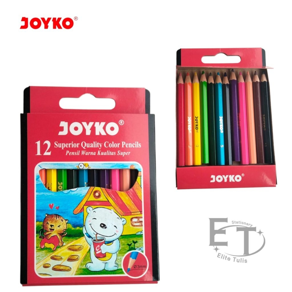 

SATU SET (12 WARNA) Pensil Warna 12 Warna Pendek Joyko CP-S12