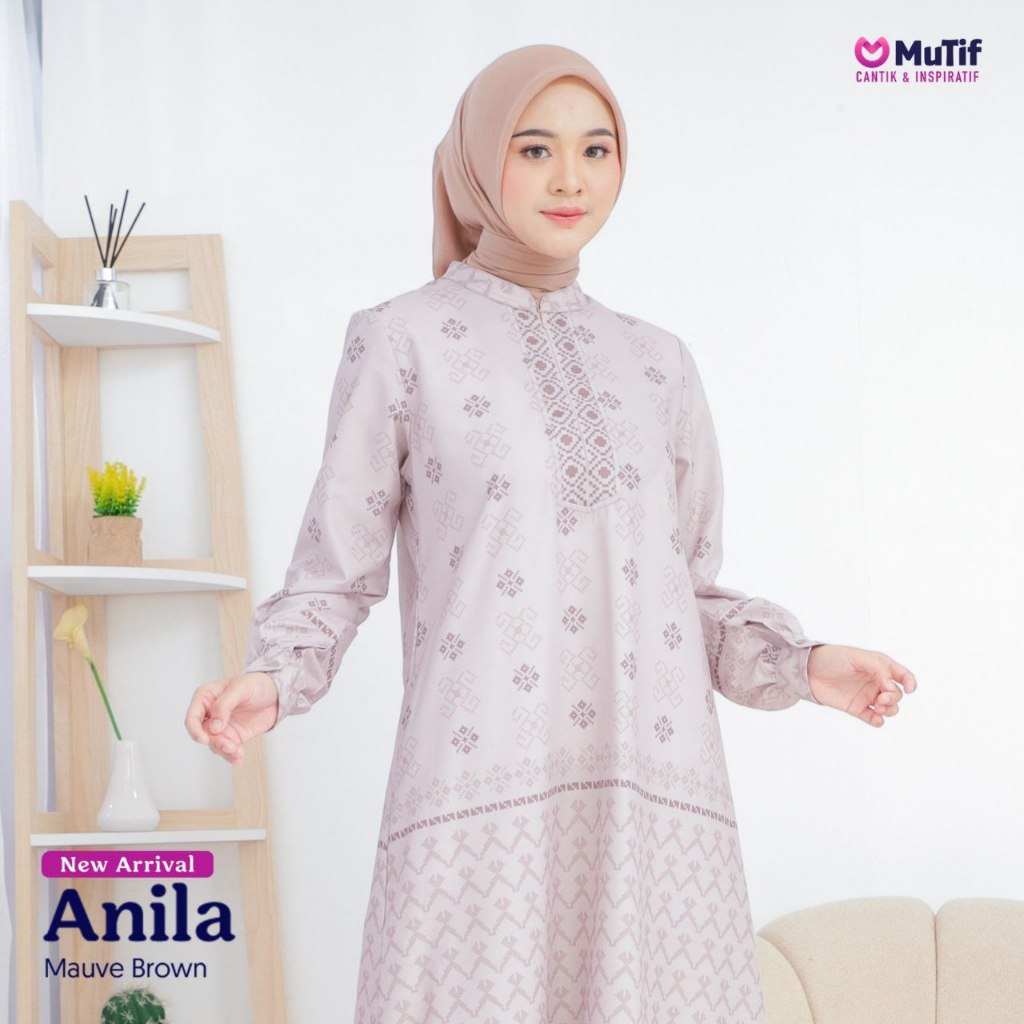 Gamis Anila - Mauve Brown || Baju Mutif Premium