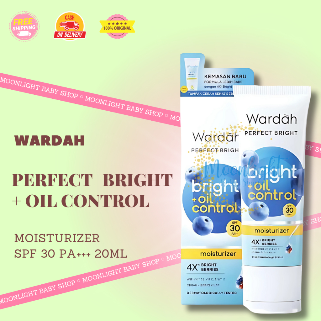 Wardah Perfect Bright Moisturizer Bright+Oil Control SPF 30 PA+++ 20 ml | Pelembab Kulit Wardah