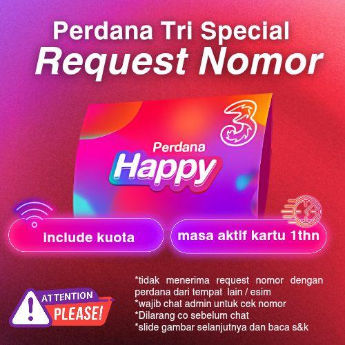 Perdana Tri Nomor Cantik Bebas Request Nomor Masa Aktif 1 Thn
