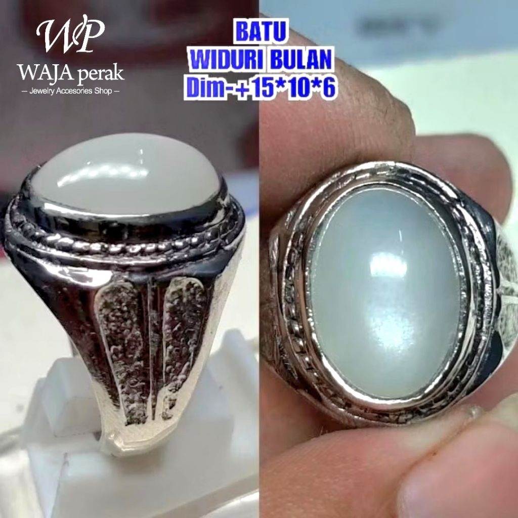 CINCIN BATU AKIK BIDURI BULAN MOON STONE KLEP TAJAM NATURAL ALAM ASLI
