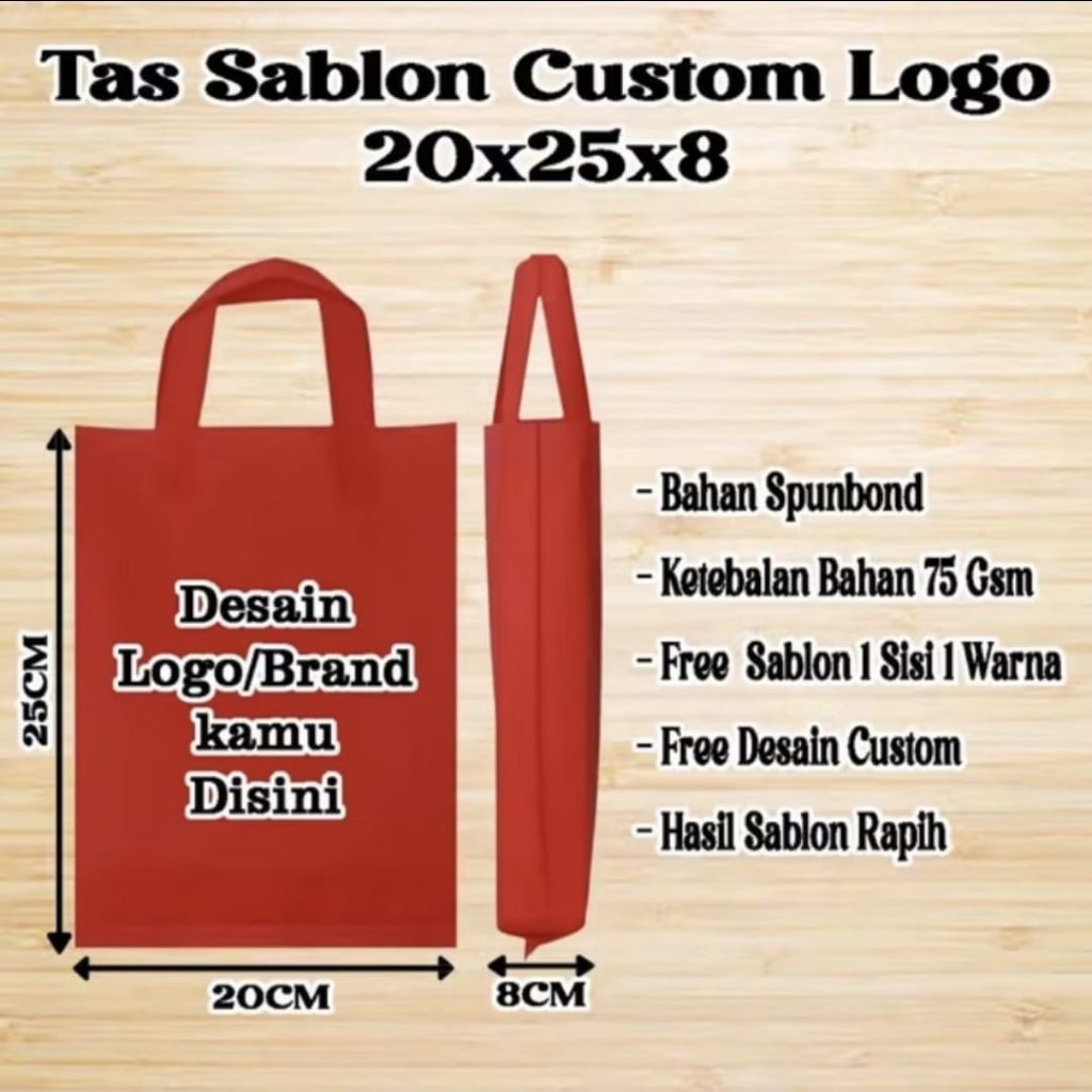 

Tas Spunbond 20x25x8 Sablon Custom Logo/Brand/Tulisan