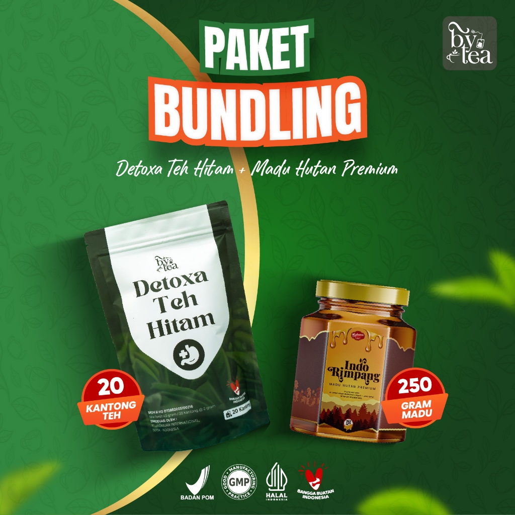 

Paket Bundling Detoxa Teh Hitam Plus Madu Hutan Premium Indo Rimpang Bantu Detox Badan Pelangsing, Perancar Pencernaan