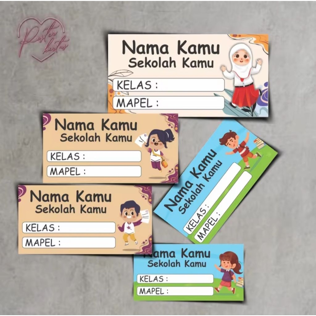 

Stiker Buku Custom Nama+ Nama Sekolah isi 30pcs ukuran 5x9