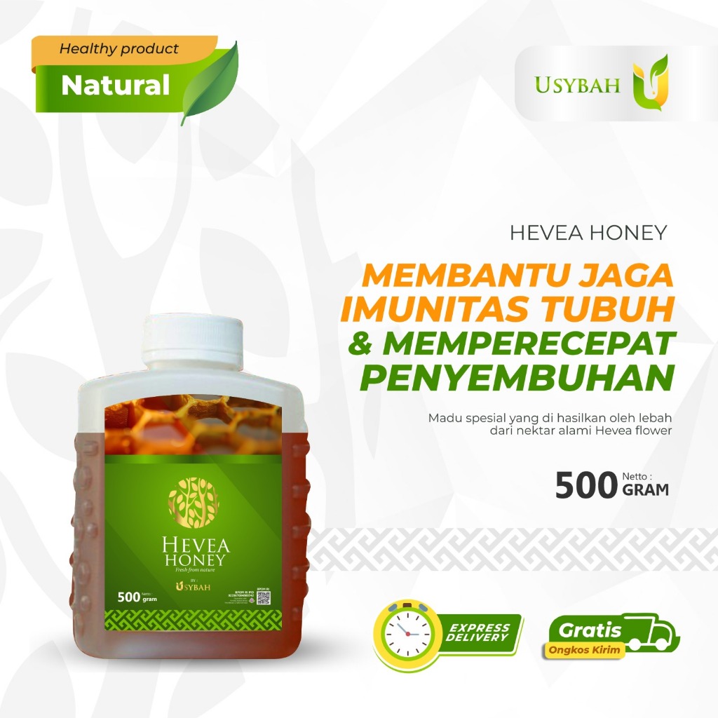

Usybah Madu Premium Hevea Honey Original 500gr | Madu Asli Nektar Bunga Hevea