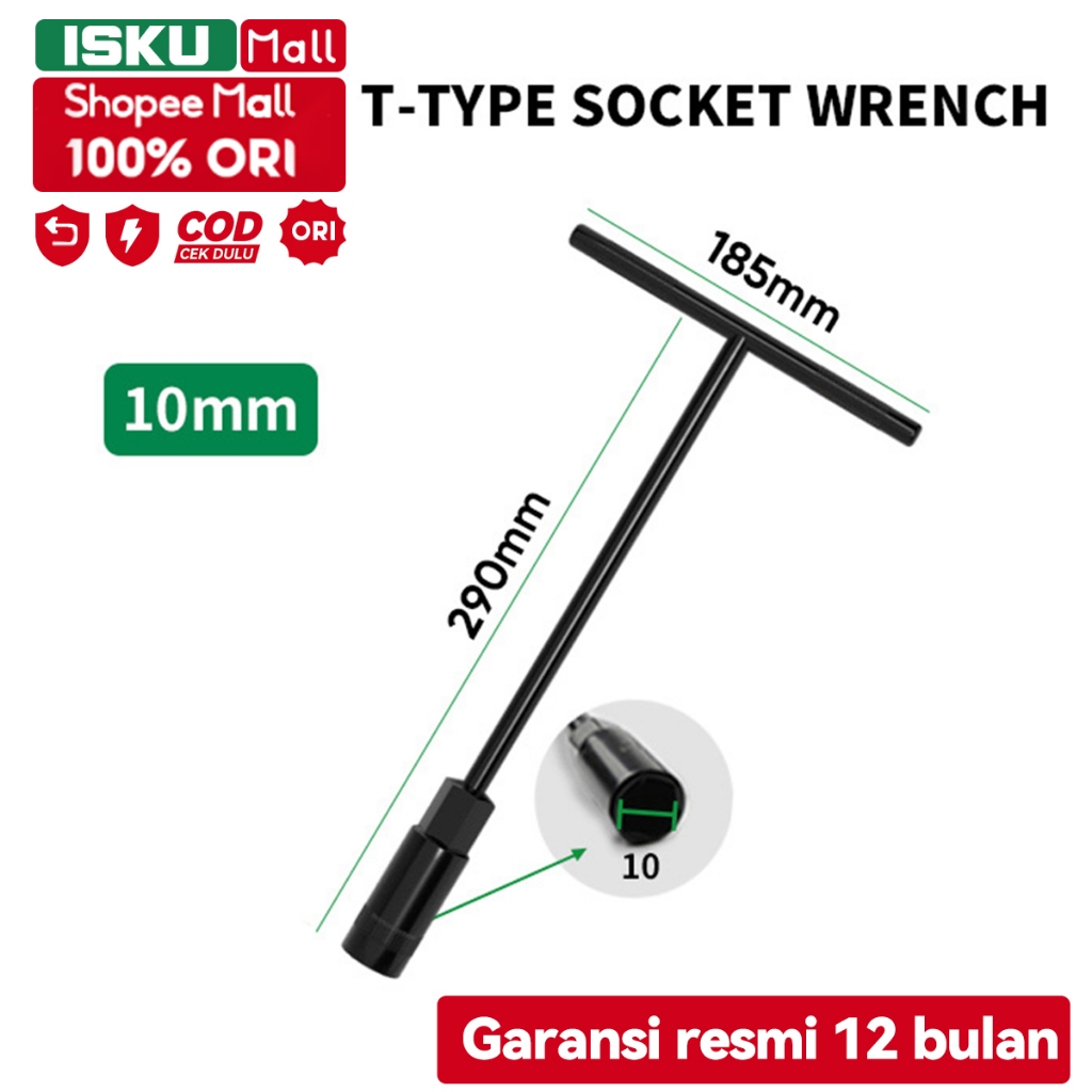 ISKU Kunci Sok T Set T10 Lengkap Kunci T  Kunci Sock T