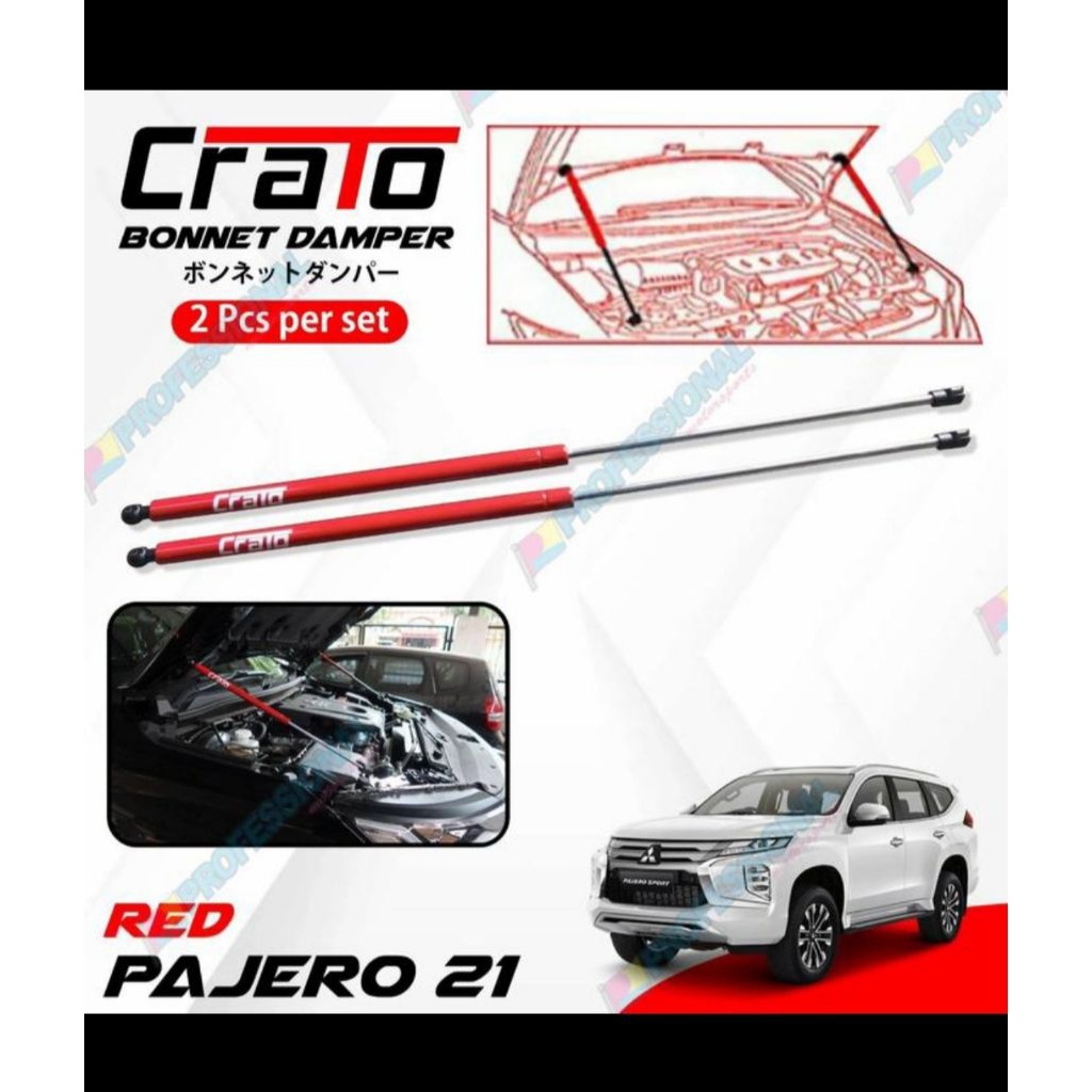 AKSESORIS SHOCK KAP MESIN HOOD DUMPER CRATO PAJERO SPORT 2021+