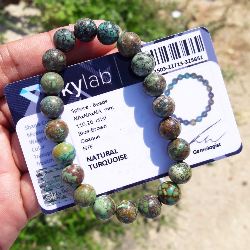 Gelang Batu Natural Pirus Turquoise NTE Dengan Sertifikat Memo