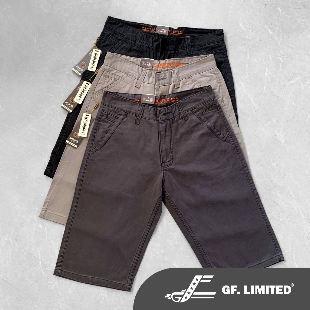 GF.LIMITED Celana Pendek Pria Katun Kanvas Chino Cowok Chinos Premium Original Brand
