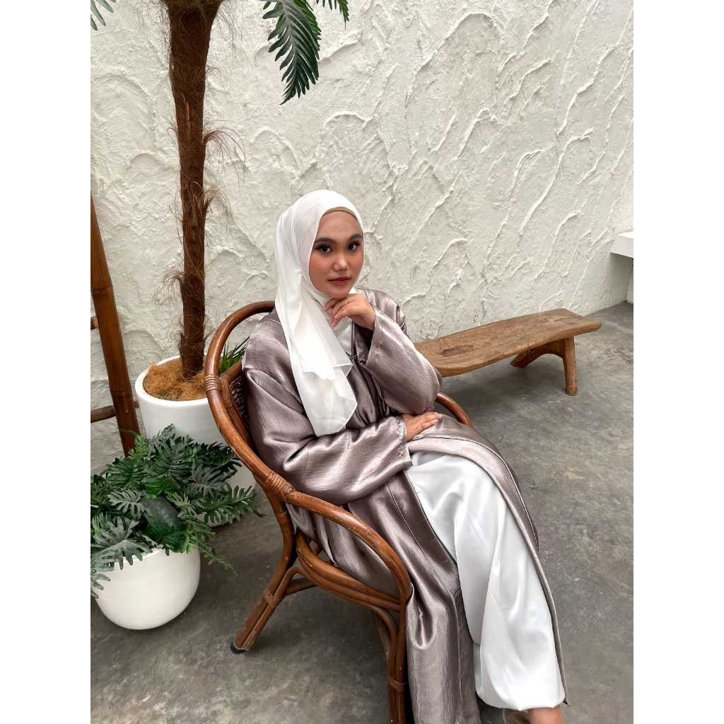Styled.id Amira shine abaya set silky - OUTER shimmer / Abaya Dubai - outfit lebaran - Abaya Turkey