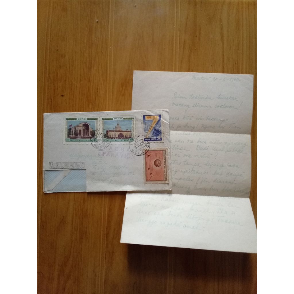 amplop perangko isi surat vintage ussr 1960