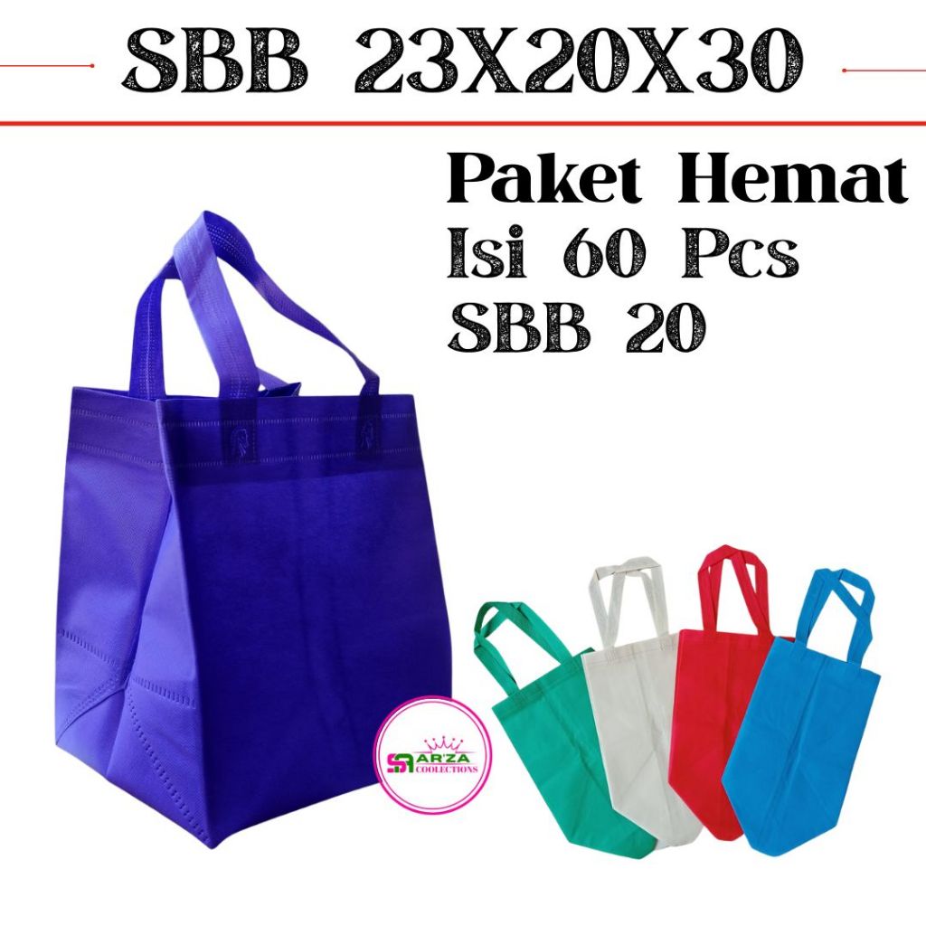 

PAKET HEMAT SBB 20X20 Isi 60pcs Tas Goodiebag,Tas Nasi Kotak,Tas Besek,Tas Belanja,Tas Sovenir Box