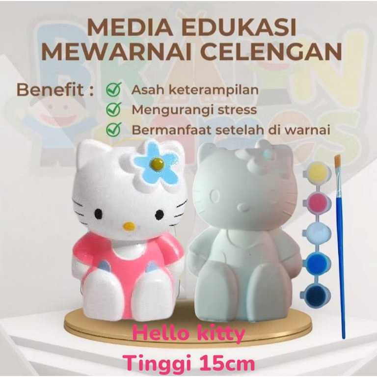 CELENGAN LUKIS HELLO KITTY- CELENGAN GYPSUM EDUKASI - MEWARNAI CELENGAN GYPSUM KARAKTER - CELENGAN L