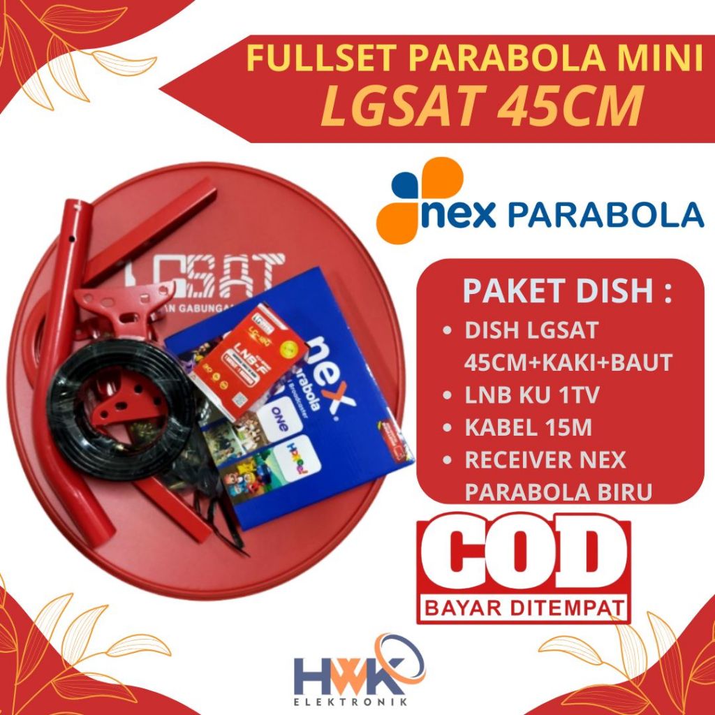 Paket komplit Dish Parabola Mini 45CM Receiver Nex Parabola Bonus channel MNC Group 1Tahun