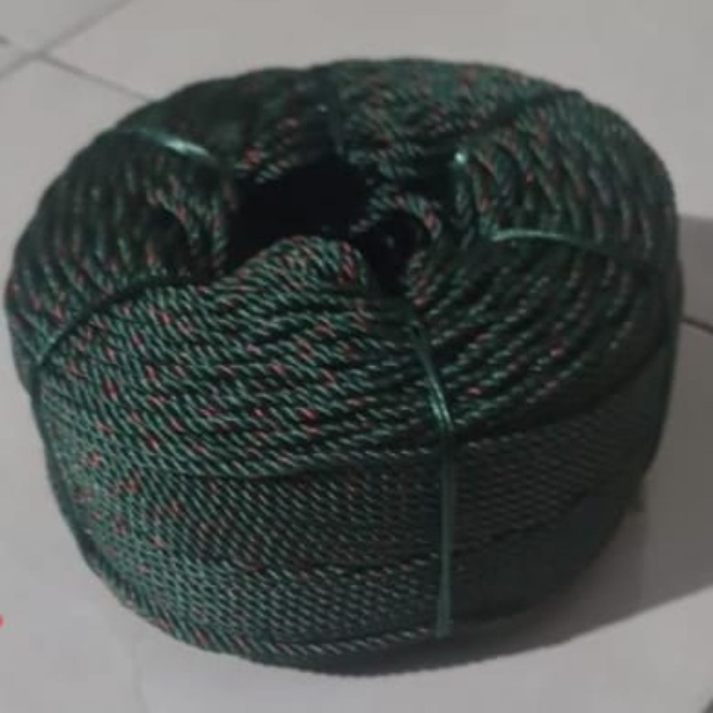 tali tambang plastik PE 3 mm warna hitam bintik merah
