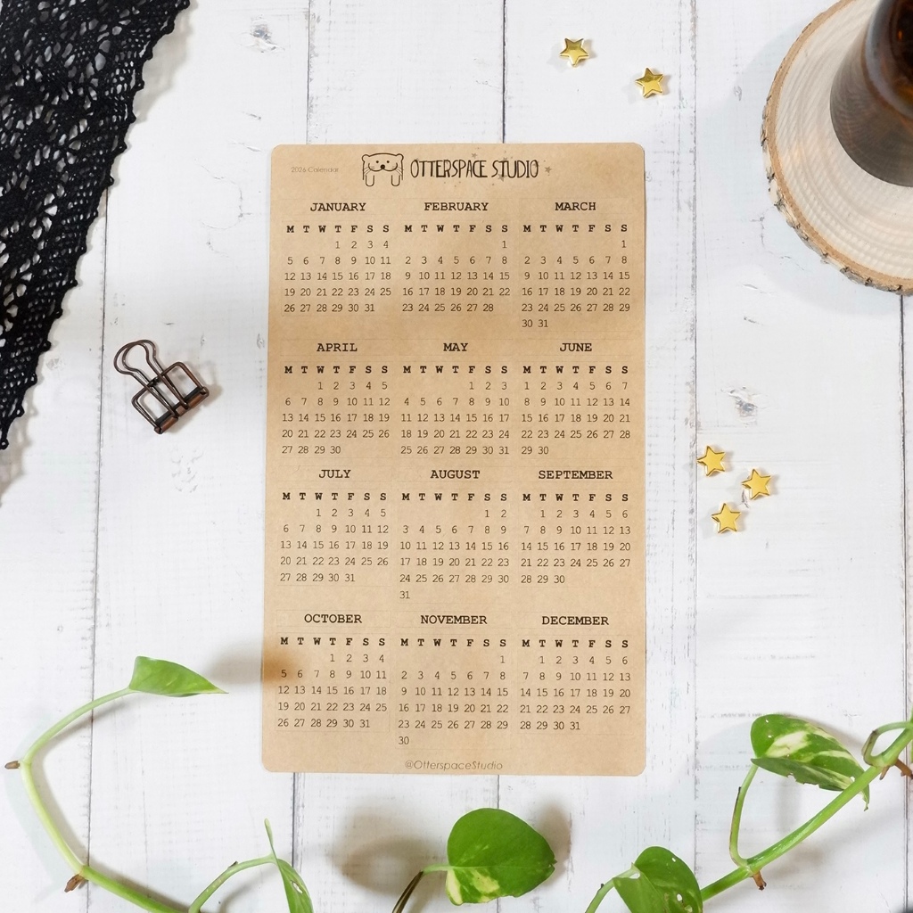 

Otterspace Studio | 2026 Calendar Bujo Sticker - Sticker Kraft Kalender Planner / Bullet Journal
