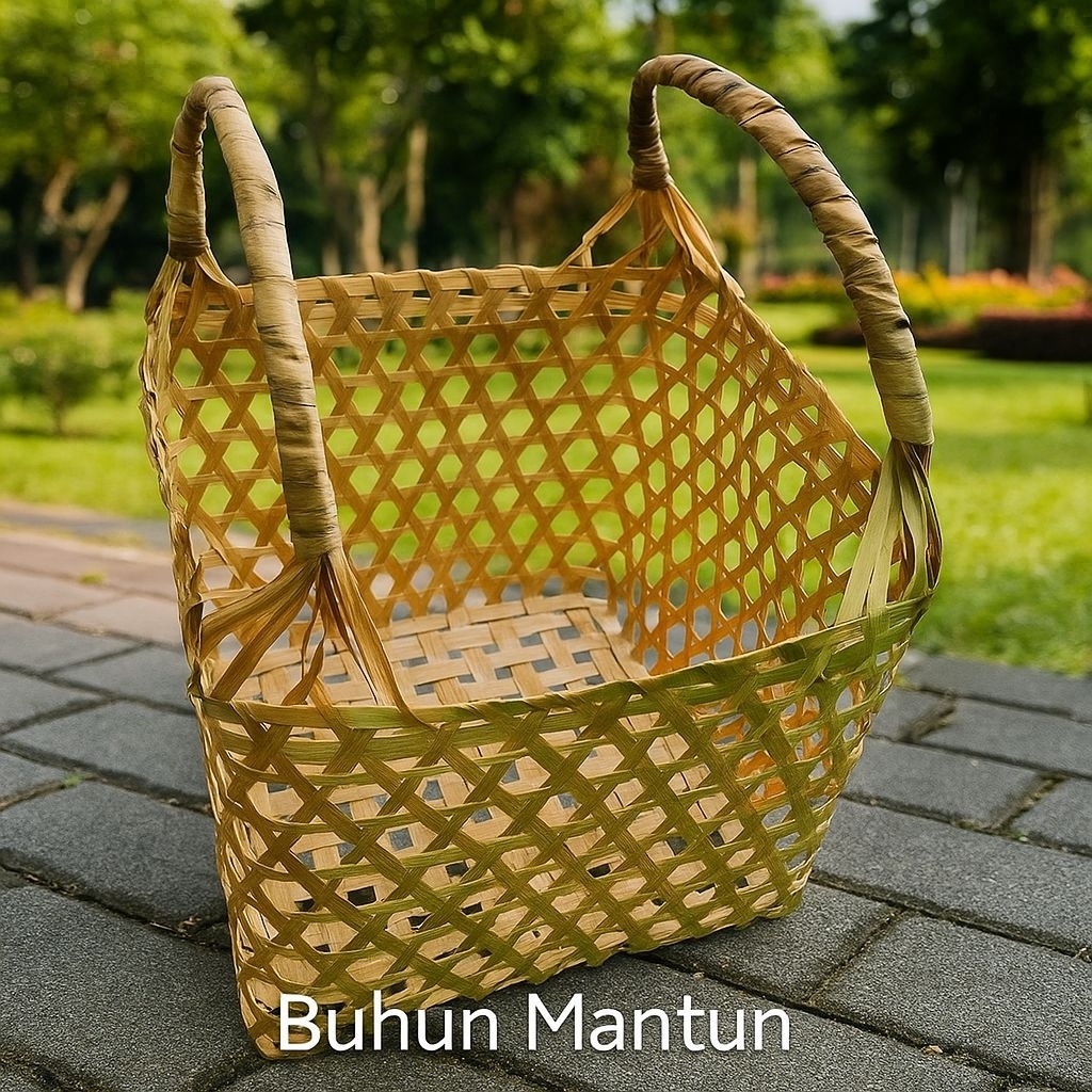 Keranjang Bambu Besar 2 Tangkai - Tas Bambu Besar - Keranjang Parsel - Tas Bingkisan Makanan Besar -