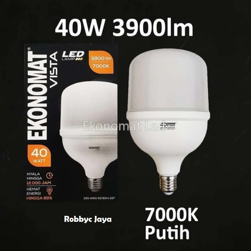 Lampu Led Ekonomat Vista 40w Putih / Bohlam Led Bulb Cool Daylight 40 Watt E27