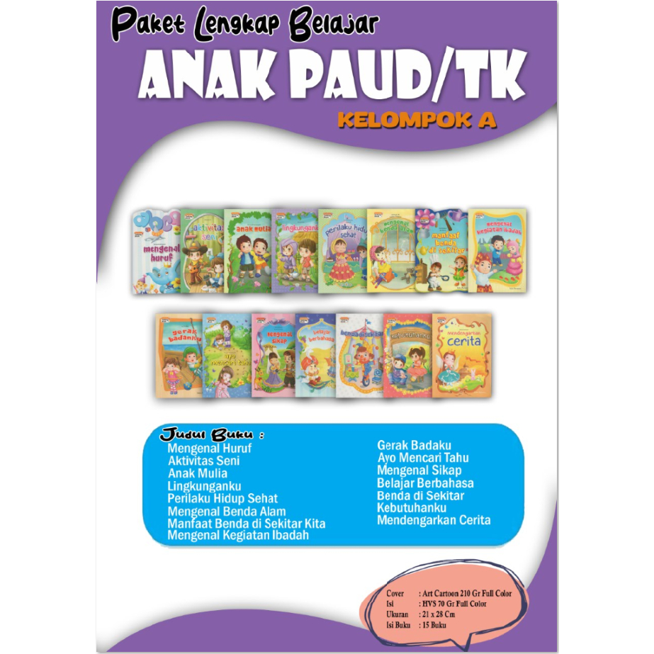 BUKU PAKET LENGKAP BELAJAR ANAK PAUD/TK KELOMPOK A