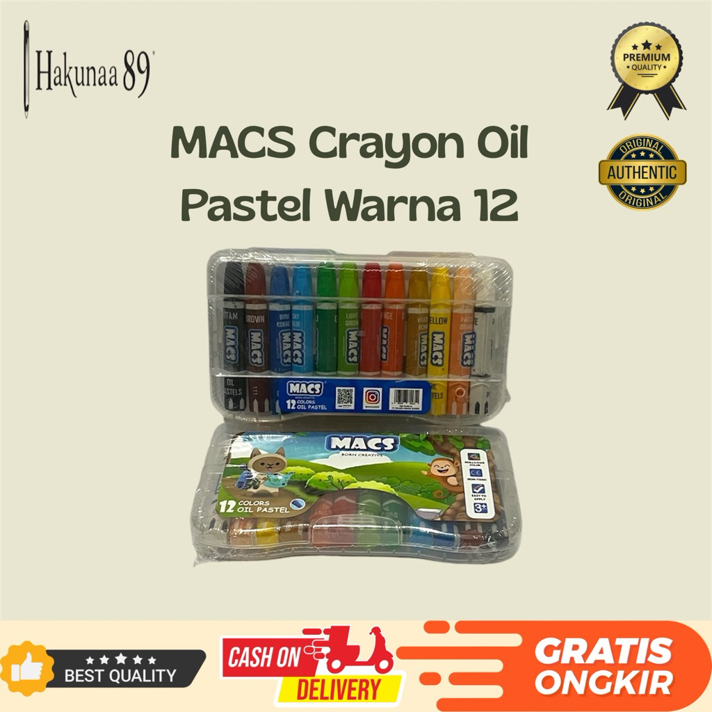 

MACS Crayon Oil Pastel 12 Warna - Krayon Anak Non-Toxic Warna Cerah & Lembut untuk Menggambar