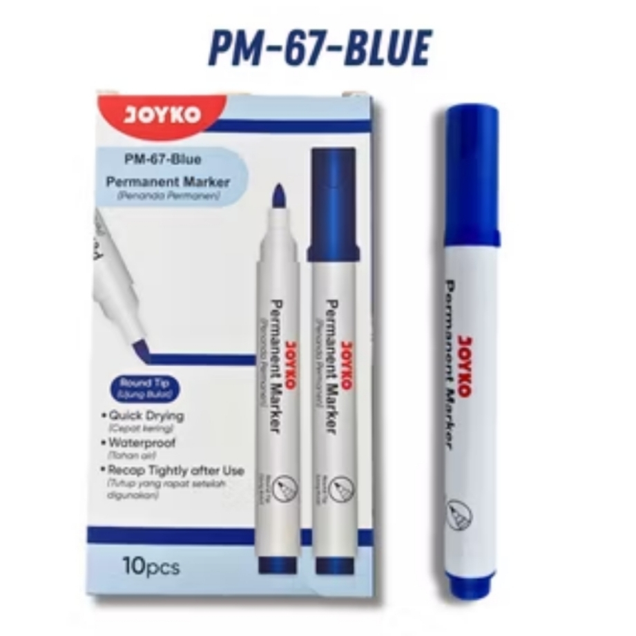 

Spidol Permanent Joyko PM 67 1 Box isi 12 Pcs Waterproof Round Tip - Permanent Marker