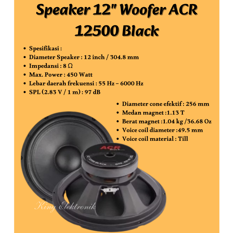 Speaker 12 Inch Woofer ACR 12500 Black