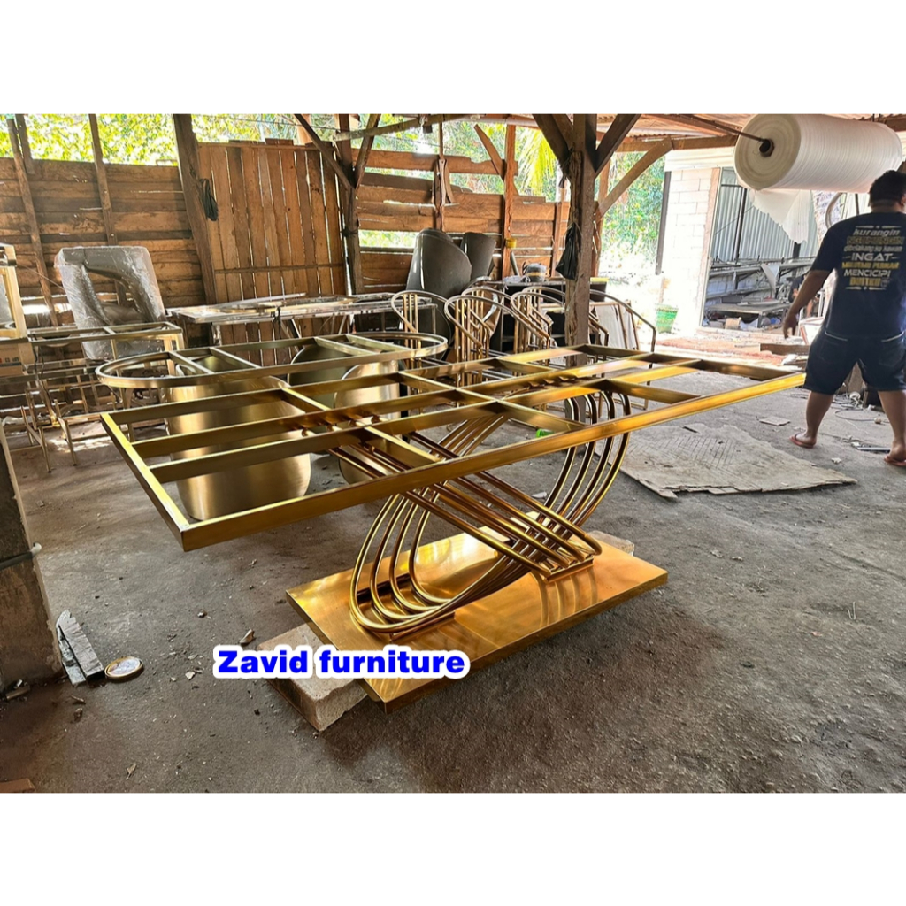 kaki meja stainless gold unik, kaki meja stainless gold, kaki meja stainless steel, rangka kaki meja
