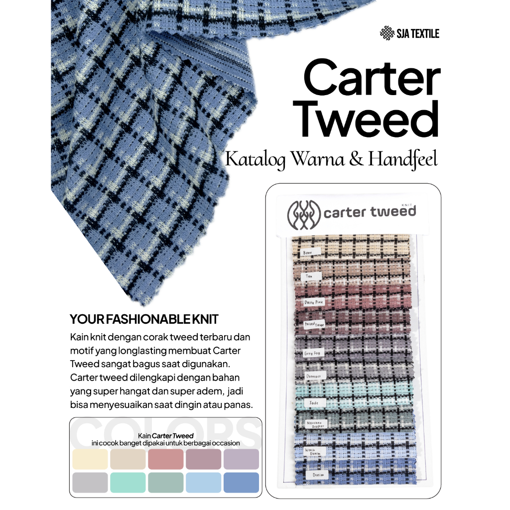 Katalog Carter Tweed by SJA Textile - Catalogue Kain Knit Tweed Knitting Tweed Catalog Kain Lembut
