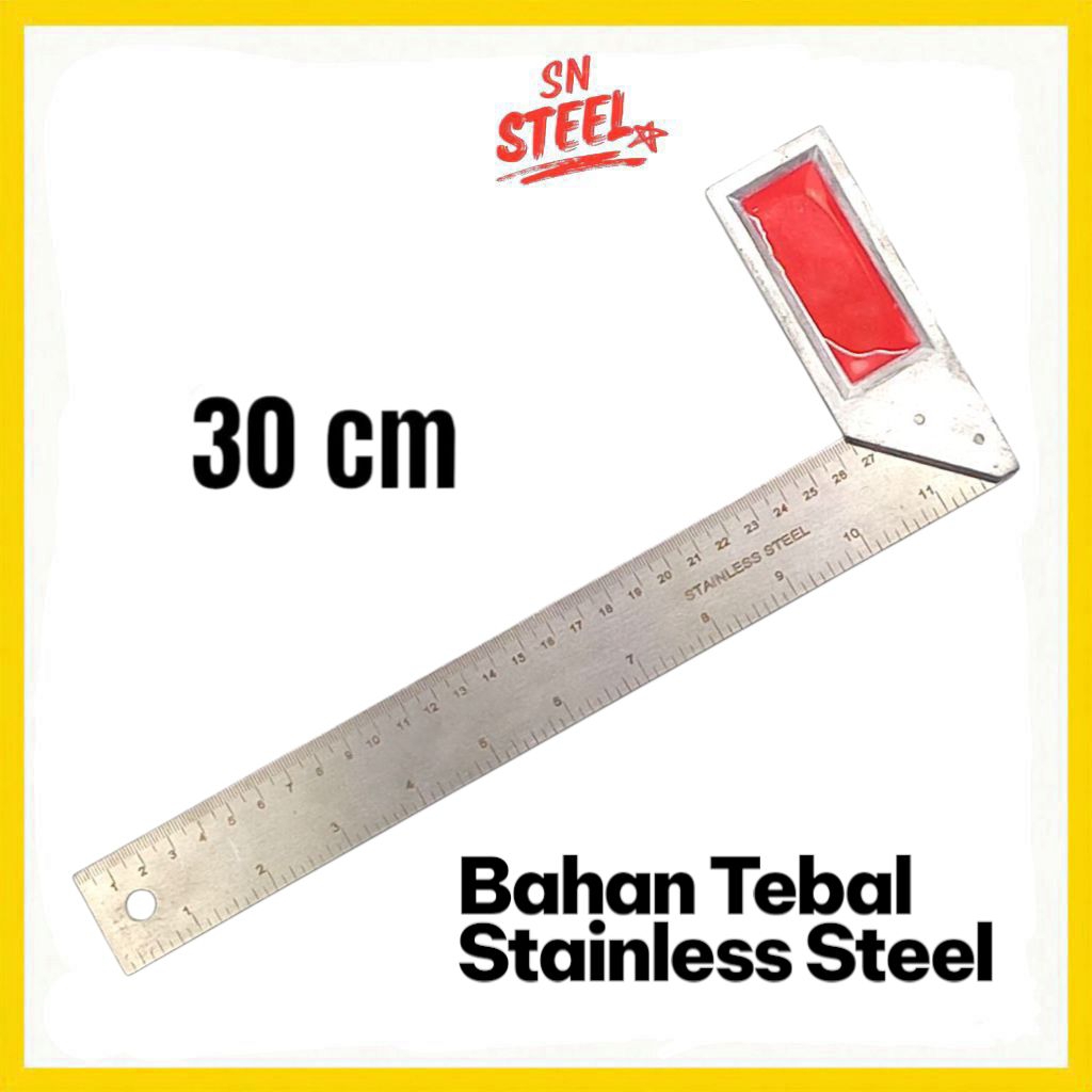 

Penggaris Siku Tukang Stainless 30cm/Penggaris Siku/penggaris multifungsi