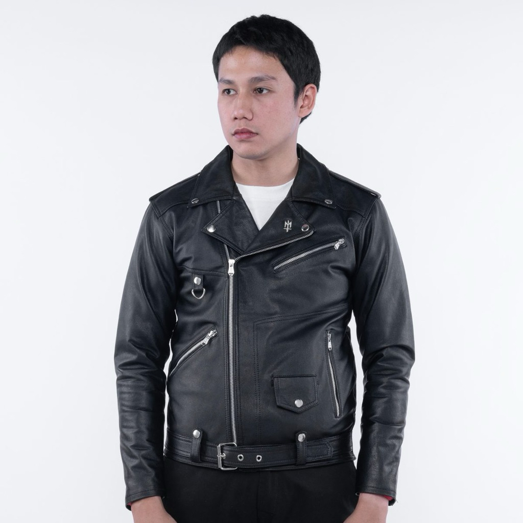 leather jacket double kerah MATERNAL paral