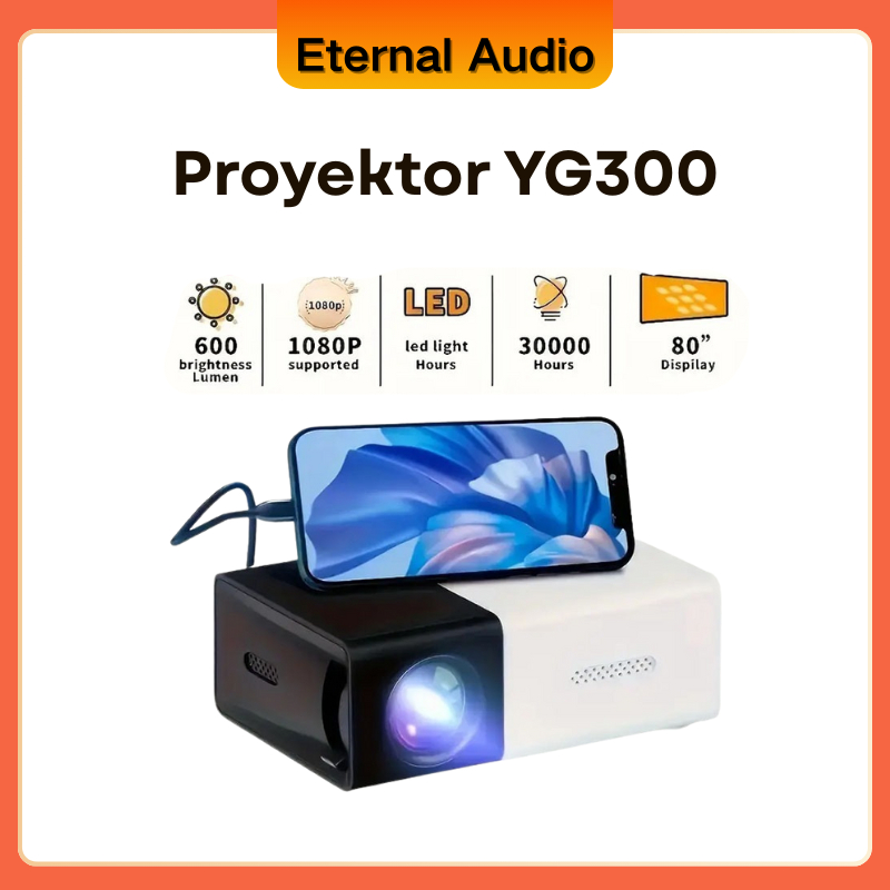 YG300 Proyektor Mini Portable Hp Android 4K Full HDMI Led Mini Proyektor TV Mini Home Theater Dukung