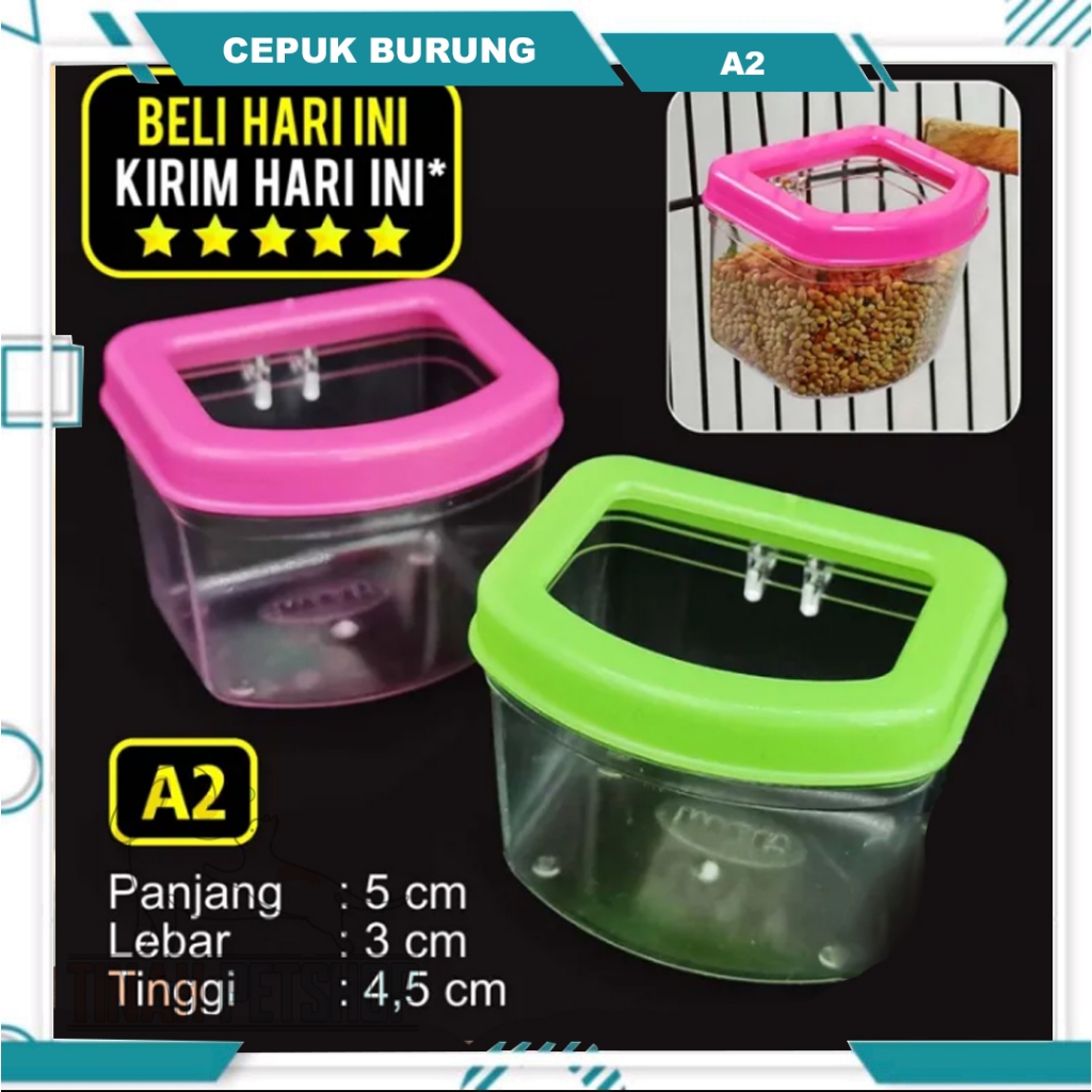 Cepuk Burung A2 Cangkir Tempat Wadah Pakan Makan Minum Burung Lovebird Murai Pleci Kenari Trucuk Cep